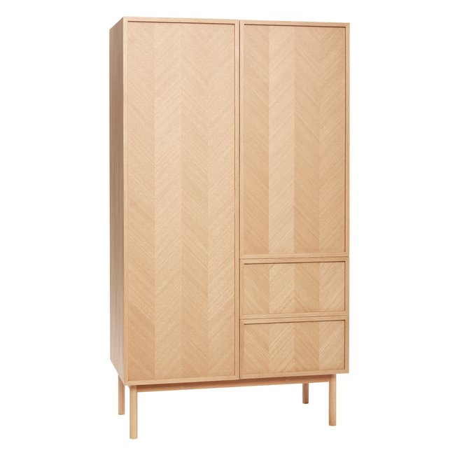 Armoire en placage de chêne et bois de chêne HERRINGBONE Couleur naturel <span itemprop=