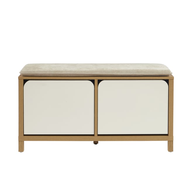 Banc à chaussures 2 portes  KILDA Couleur chêne clair <span itemprop=
