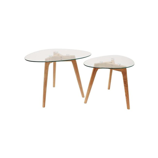 Tables gigognes galets plateaux en verre trempé (Lot de 2) Couleur brown <span itemprop=