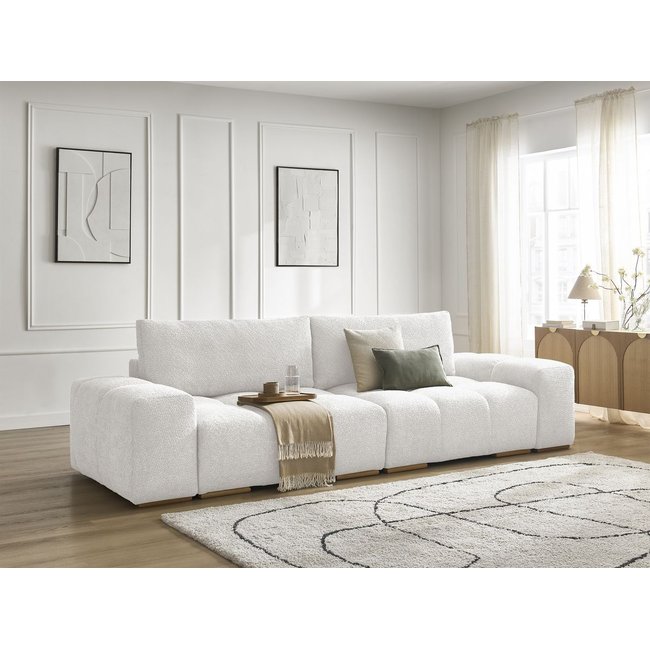 Canapé droit convertible 3 places en tissu bouclette, ANAKIN - BOBOCHIC