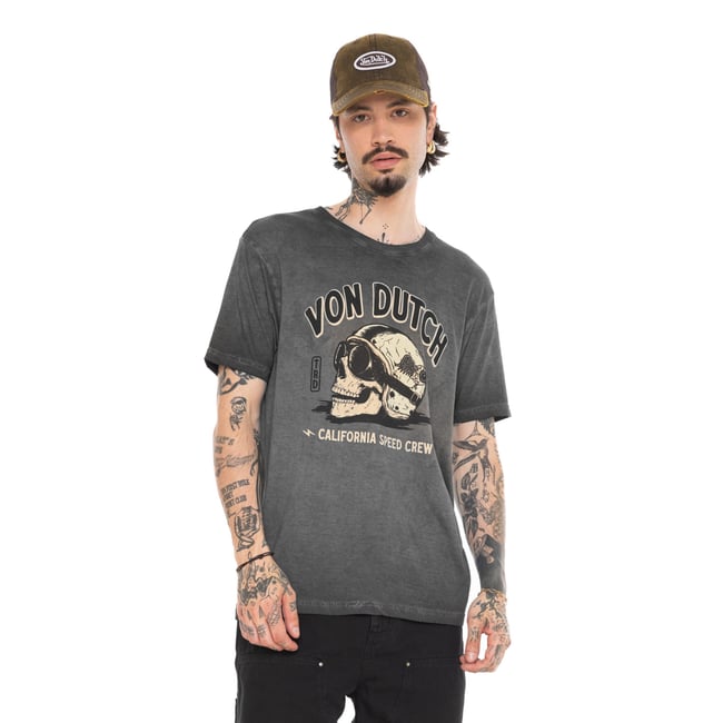Tee shirt coton GARY gris/noir/beige <span itemprop=