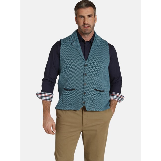 Gilet de costume en maille DUKE HESTON petrole à dessin <span itemprop=