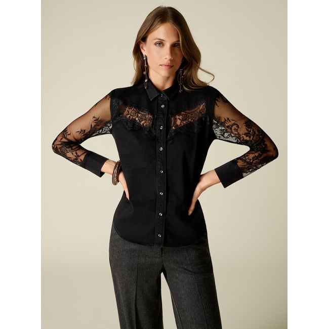 Chemise avec dentelle noir <span itemprop=