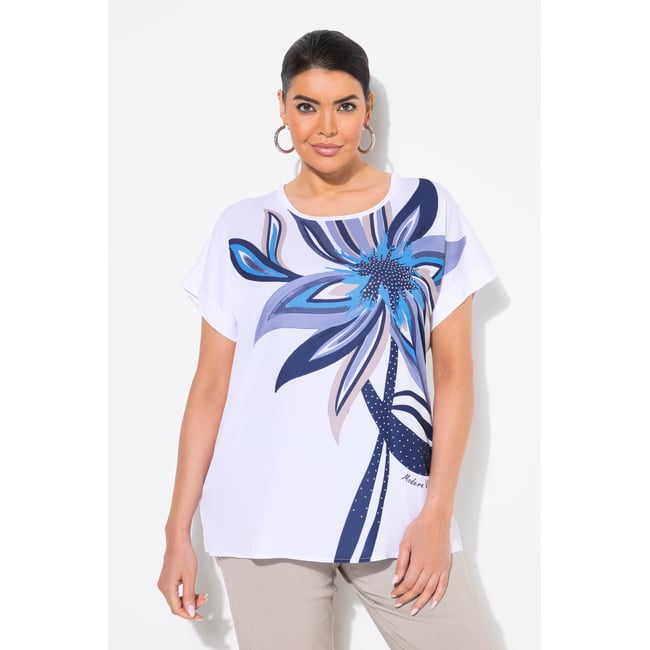 T-shirt oversize. Motif fleur. blanc neige <span itemprop=