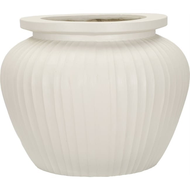 Pot rond rainuré silhouette bombée MODERN Couleur crème <span itemprop=