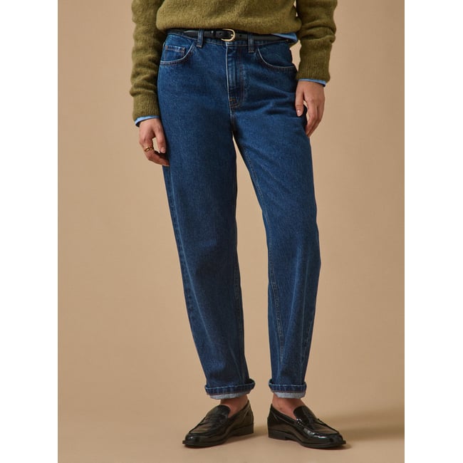 Jean droit  Laure coton biologique denim stone <span itemprop=