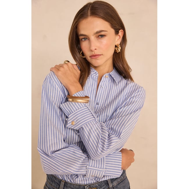Chemisier à rayures MAXIME denim brut <span itemprop=