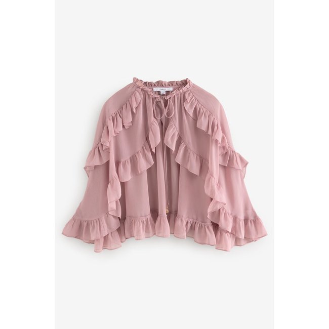 Cape volantée rose poussiéreux <span itemprop=