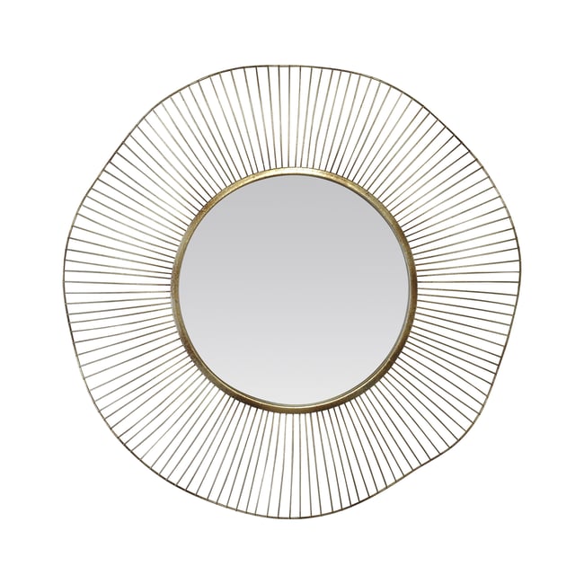 Miroir design rond en métal 75cm Couleur or <span itemprop=