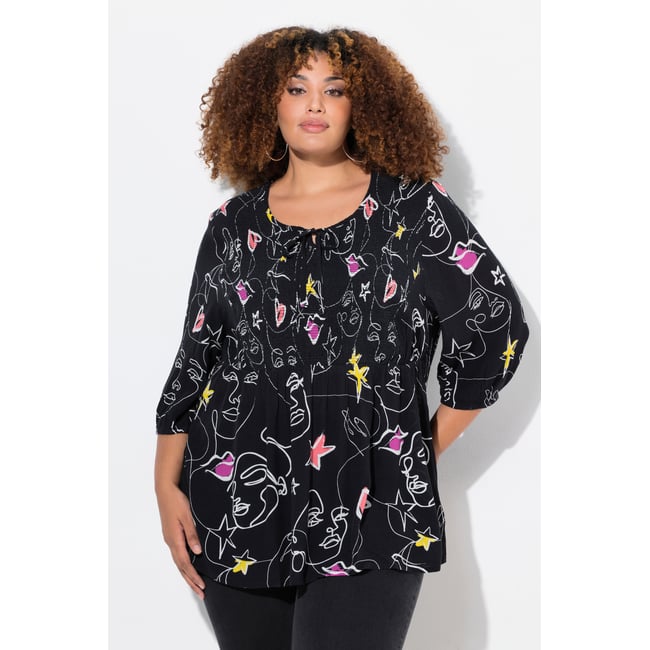 Blouse smockée noir <span itemprop=