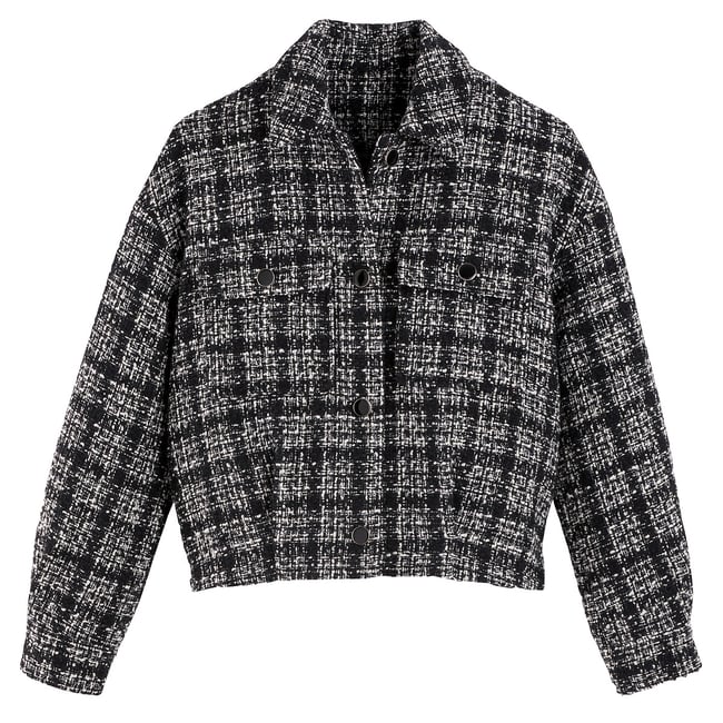 Veste courte, carreaux, coupe cintrée  carreaux noir/blanc <span itemprop=