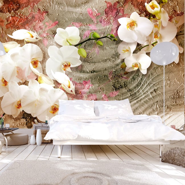 Papier peint intissé panoramique Fleurs Desert Orchid Couleur beige <span itemprop=