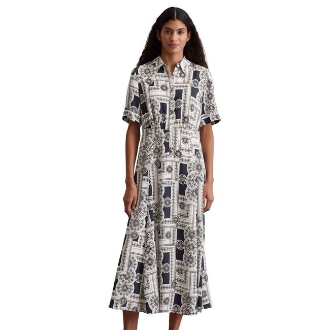 Robe imprimée Regular en ECOVERO™ de LENZING™ bleu foncé <span itemprop=