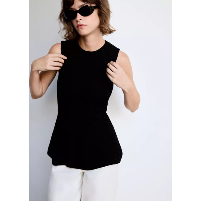 Top maille tressée noir <span itemprop=