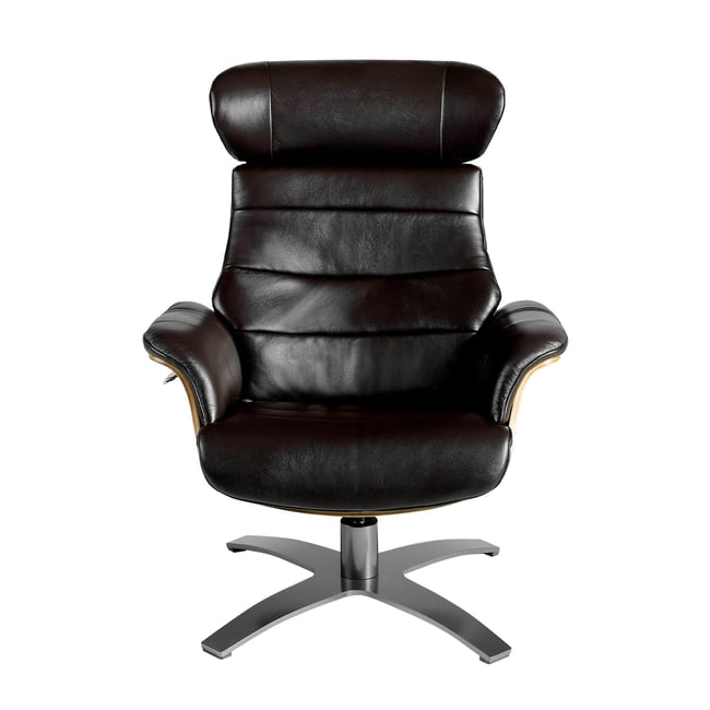 Fauteuil pivotant en cuir brun chocolat Couleur brown | anthracite gray <span itemprop=