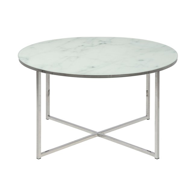 Table basse ronde effet marbre en bois et métal - TOILINUX