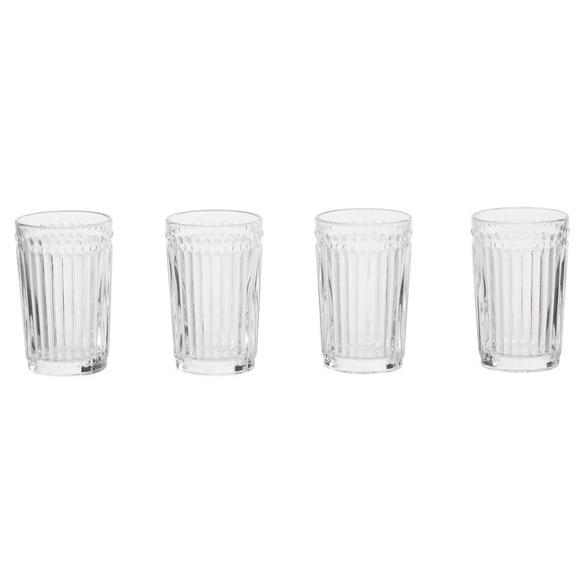 Set of 4 Fluted Embossed Tumbler Glasses, transparent, SO'HOME