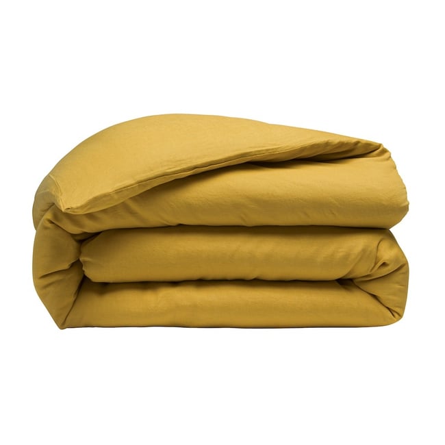 Housse de couette en lin lavé Parfait curry <span itemprop=