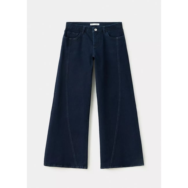 Jean wide leg coutures décoratives bleu <span itemprop=