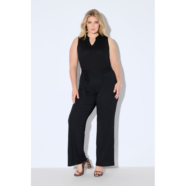 Combinaison sans manches en jersey noir <span itemprop=