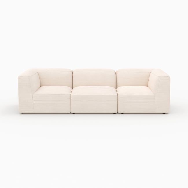 Canapé modulable en velours côtelé 3 places - MINA Couleur blanc cassé <span itemprop=