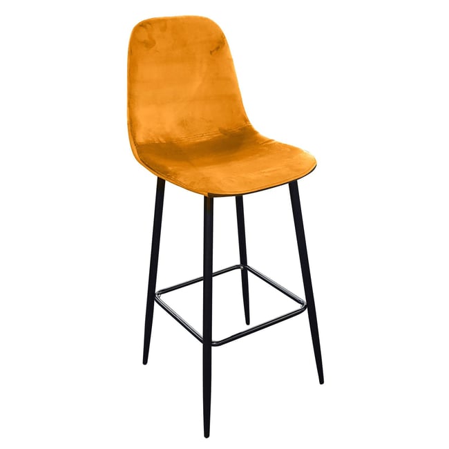 Chaise de bar en velours avec pieds en métal INOUI Couleur jaune <span itemprop=