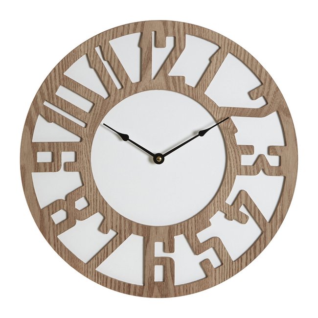 40cm Dark Grain Wooden Wall Clock, natural, ÉDITÉ