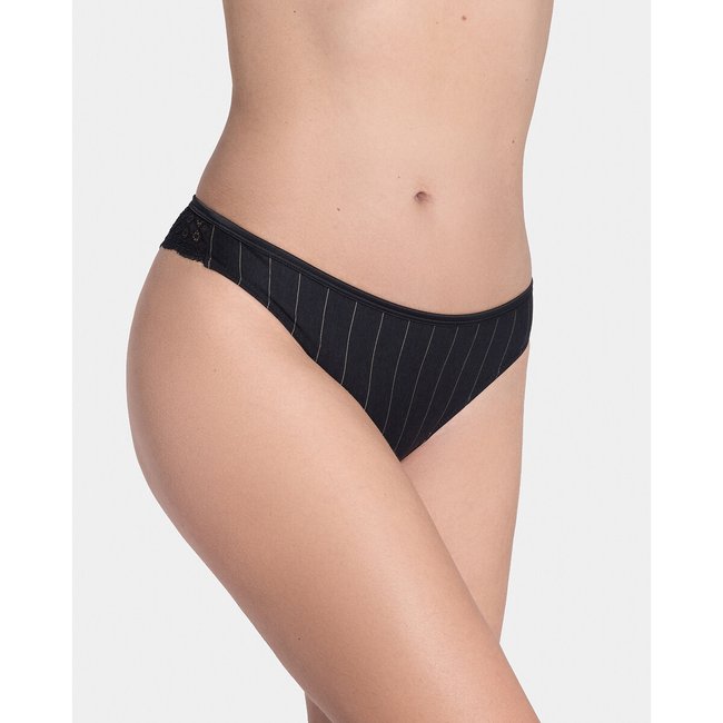Tanga in lyocell/cotone rigato fondo marina IMPETUS