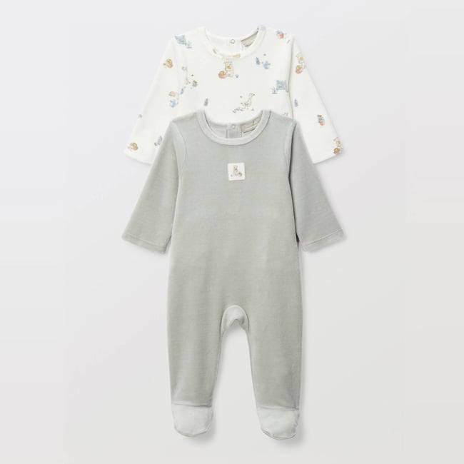 Lot de 2 dors-bien en velours en coton BIO GOTS sauge clair <span itemprop=