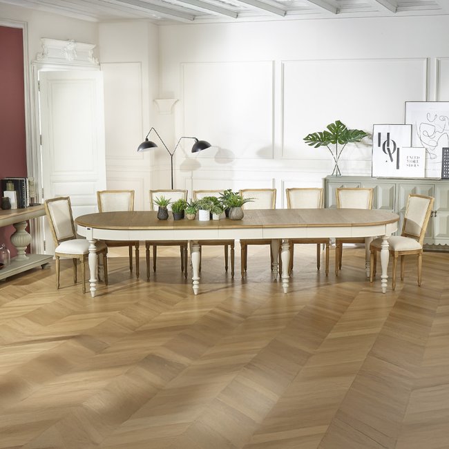 Table à manger modulable, plateau en chêne, 16 couverts JADE - ROBIN DES BOIS