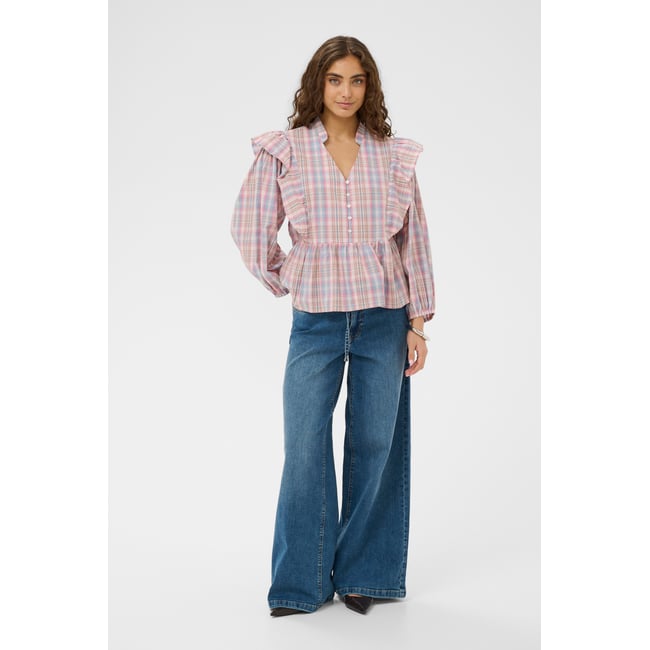 Blouse à manches longues multicolore multi checks <span itemprop=