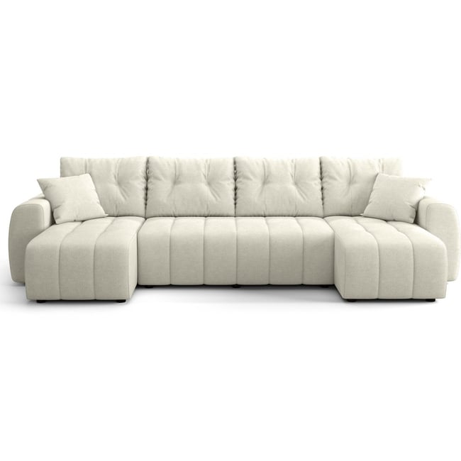 Canapé panoramique convertible 6 places en tissu chenille - ALBA - HOMIFAB