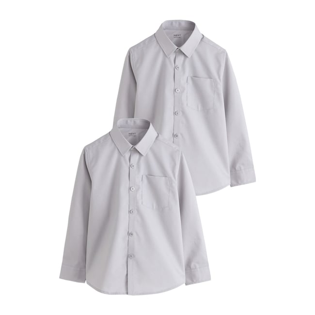 Chemise d'école à manches longues, lot de 2 gris <span itemprop=