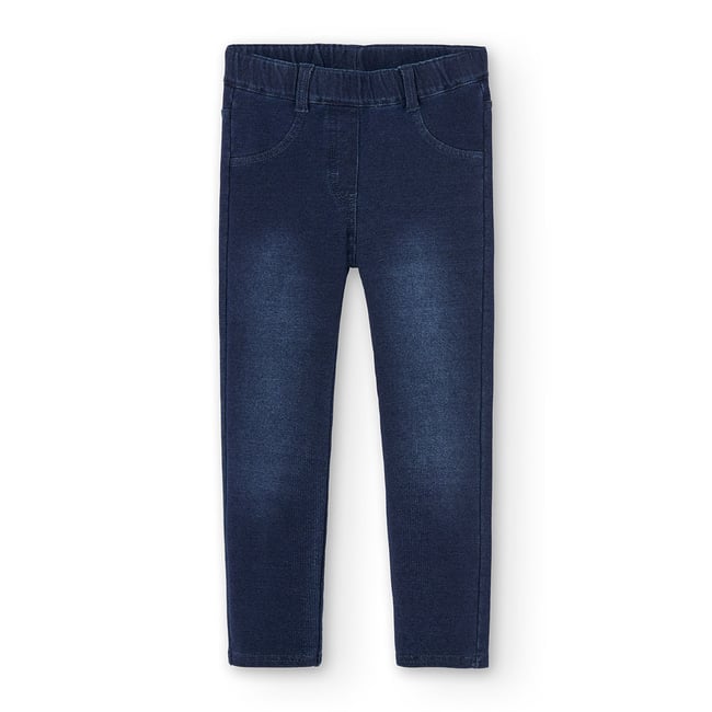 Pantalon denim fille molleton bleu <span itemprop=