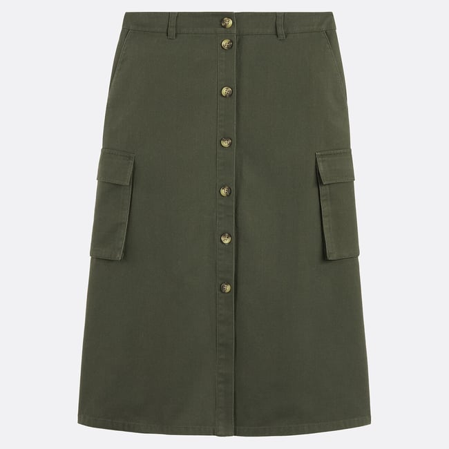 Bawełniana spódnica z guzikami z przodu w kolorze khaki LA REDOUTE COLLECTIONS