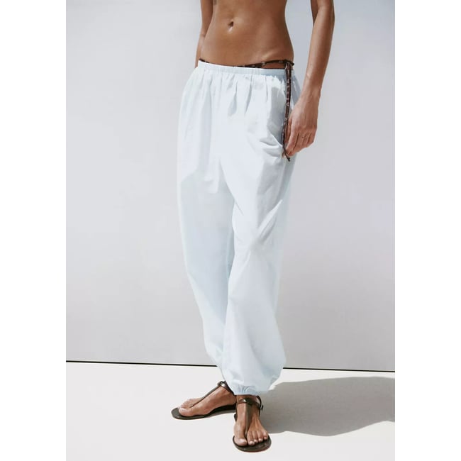 Pantalon en coton bouffant bleu ciel <span itemprop=