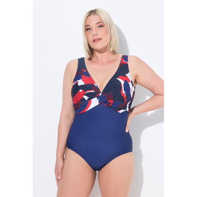 Maillot de bain à bonnets souples. Imprimé marine <span itemprop=