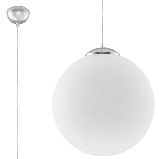 Suspension Acier Blanc/Chromé E27 1 Ugo 30 Couleur blanc <span itemprop=