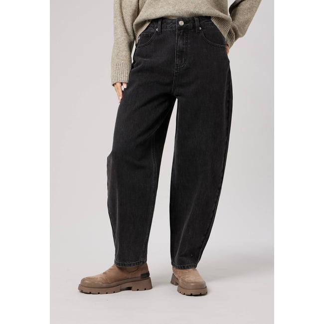 Jean noir barrel femme en 100% coton SUNNY grey used <span itemprop=