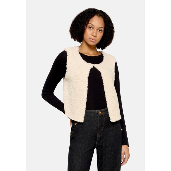 Veste sans manches en maille à encolure ronde cream <span itemprop=