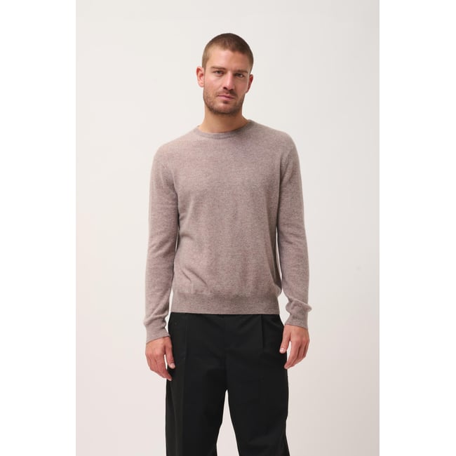 Pull Col Rond Caribou Chiné Howard marron clair <span itemprop=
