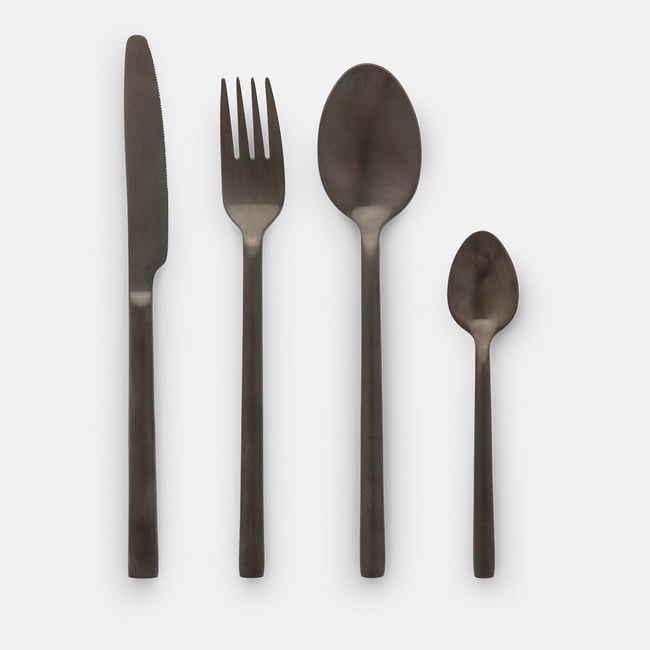 Ménagère 16 couverts, Cierna Couleur carbone <span itemprop=