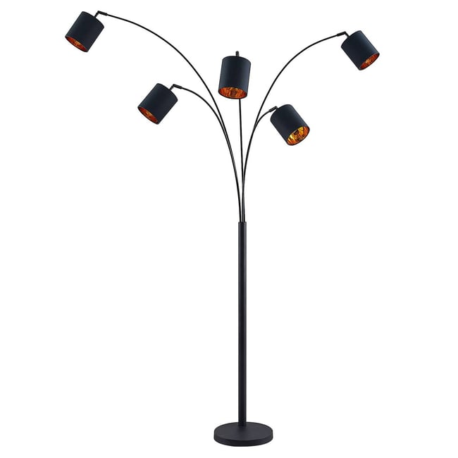Lampadaire en métal moderne, Abiram Couleur noir, or <span itemprop=