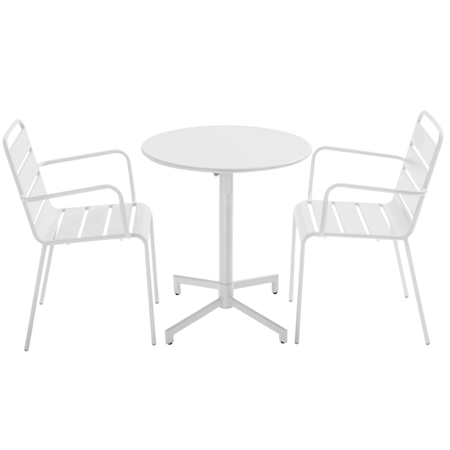 Table de jardin rabattable en métal et 2 fauteuils, PALAVAS - OVIALA