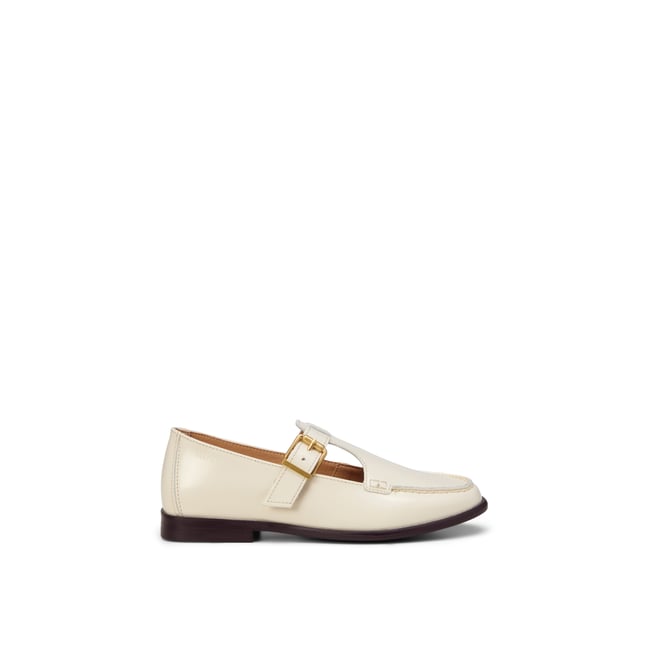 Mary-Jane Loafer Modèle Fiona en cuir de vache brillant beige <span itemprop=