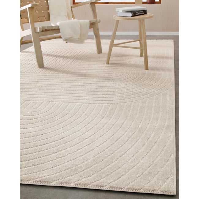 WECONhome Bacalar, tufté, tapis poils courts, motif rayures moderne, facile d'entretien, certifié OEKO-TEX® (80 x 150 cm, beige crème) ,  Bacalar Couleur beige crème <span itemprop=