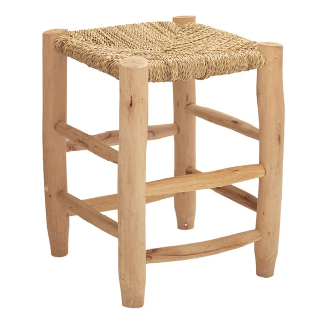 Tabouret Marocain bois de laurier - LOJI - 40x30x30 cm Couleur naturel <span itemprop=
