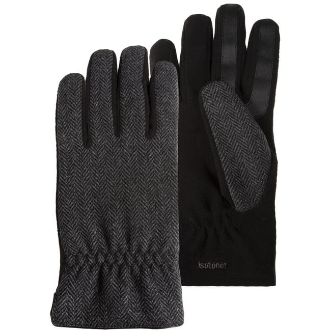 Gants tactiles, chauds doublés en polaire gris chevrons <span itemprop=