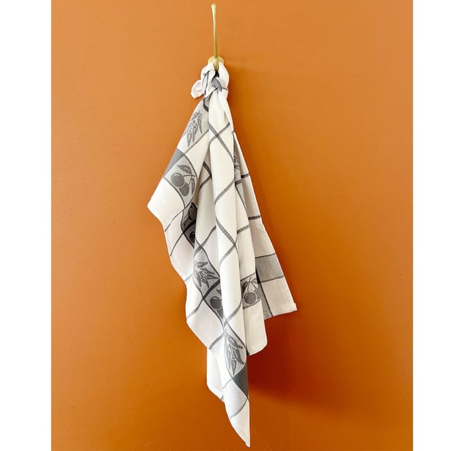 Torchon Cerise - 100% Coton Jacquard gris <span itemprop=