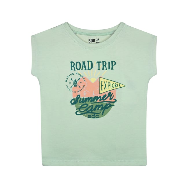 Tshirt napoleon sans manches enfant vert <span itemprop=